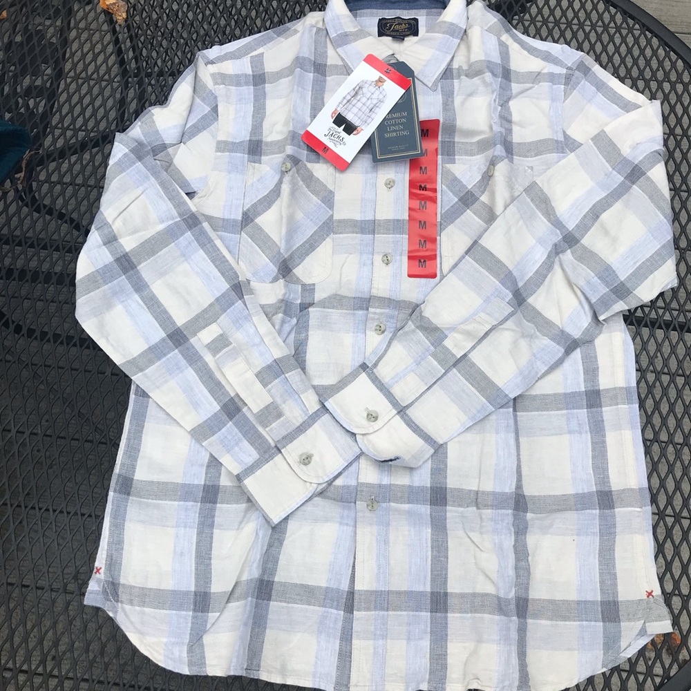 Jachs Co.Men’s M white and blue linen  shirt NWT